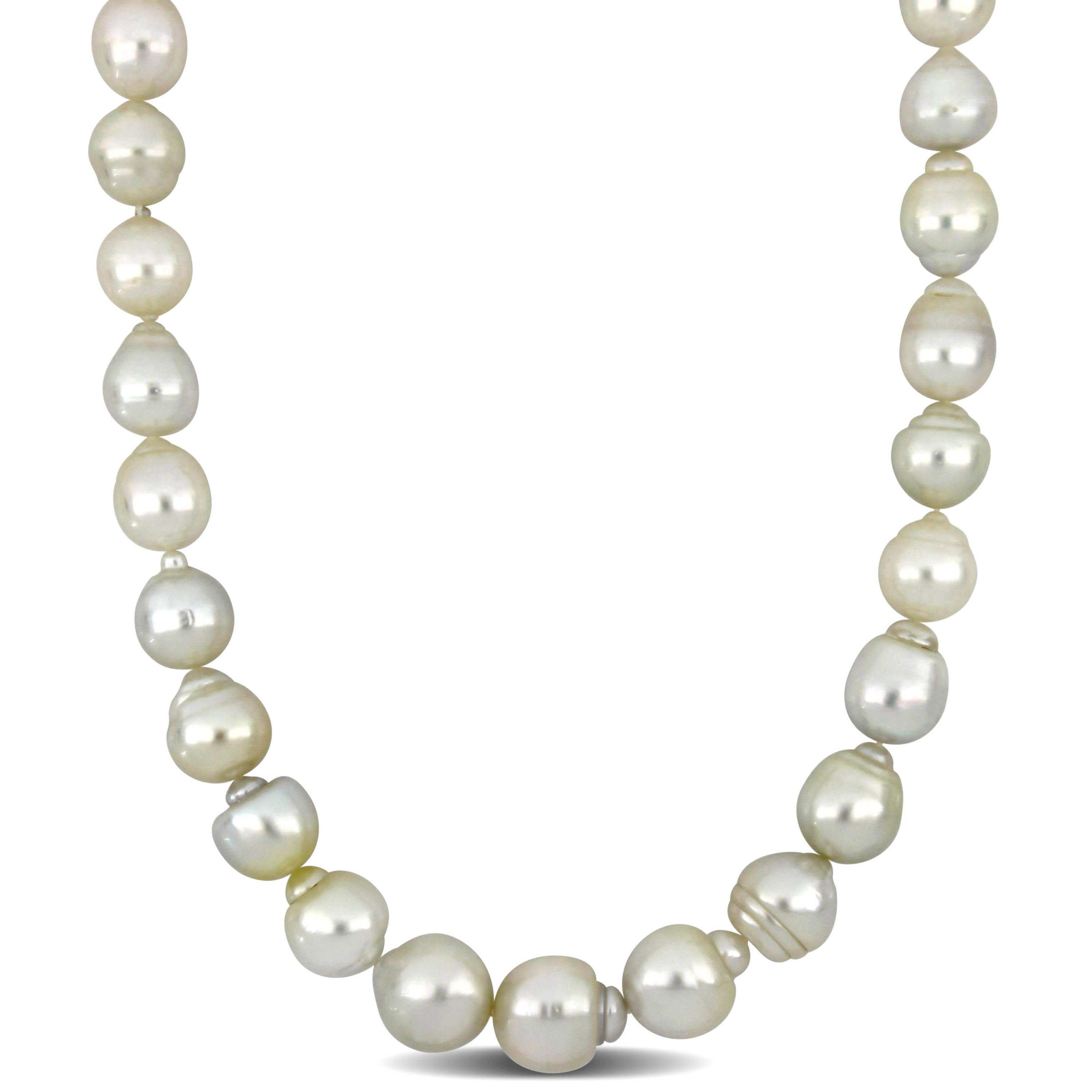 12-15mm Golden South Sea Cultured Pearl Necklace in 14K Yellow Gold