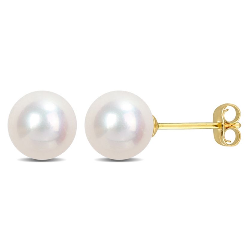 7-7.5mm Freshwater Cultured Pearl Stud Earrings in 14K Yellow Gold