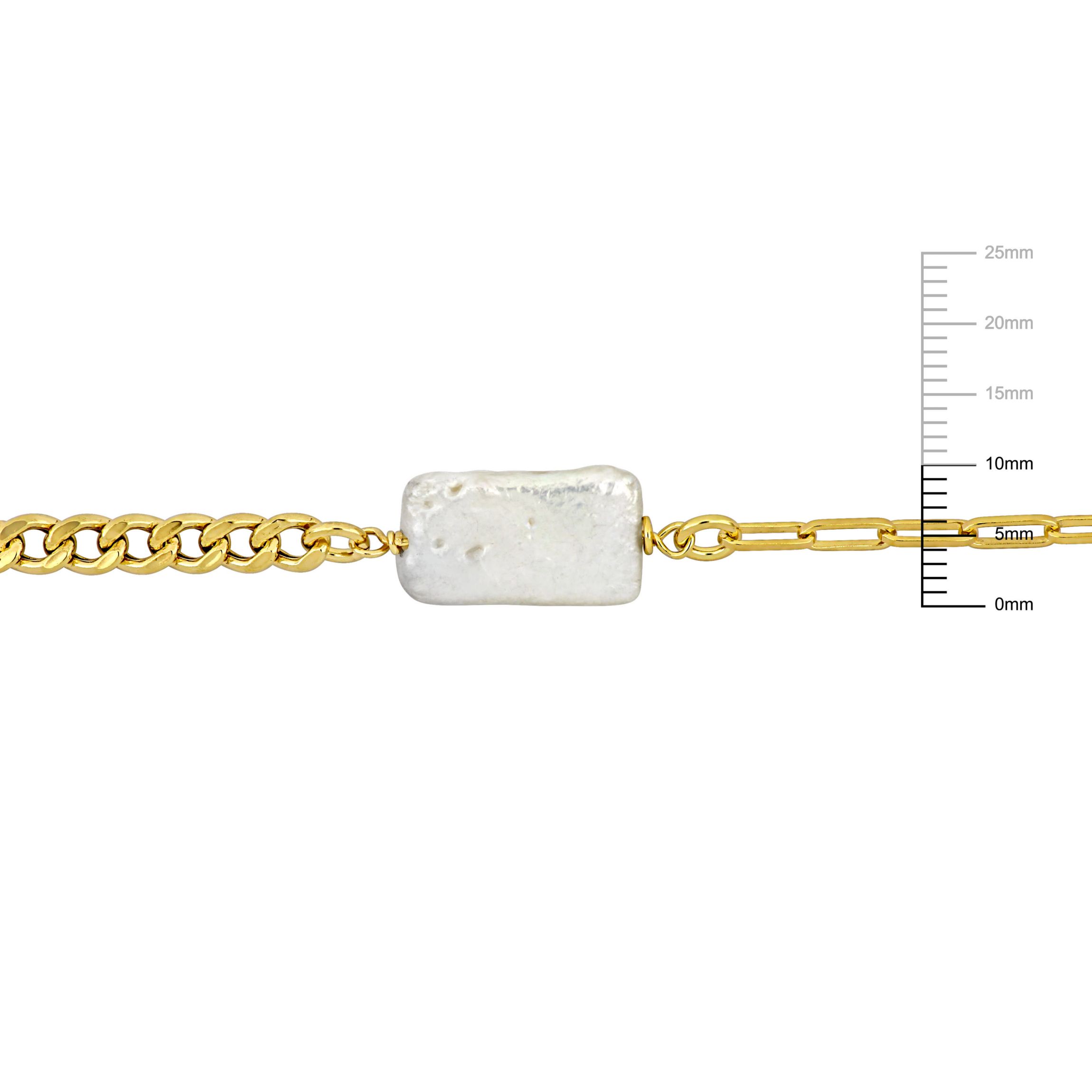 10-16.5mm Freshwater Cultured Pearl Station Necklace in Yellow Plated Sterling Silver