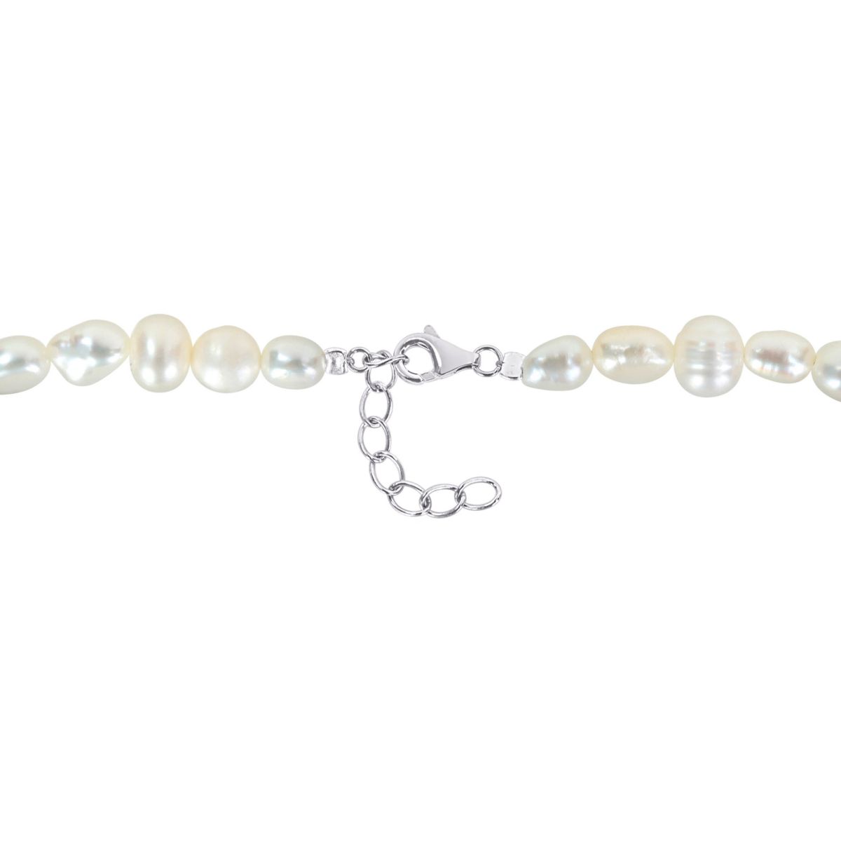 5-6.5 mm Freshwater Cultured Pearl with Leaf Charm Bracelet in Sterling Silver