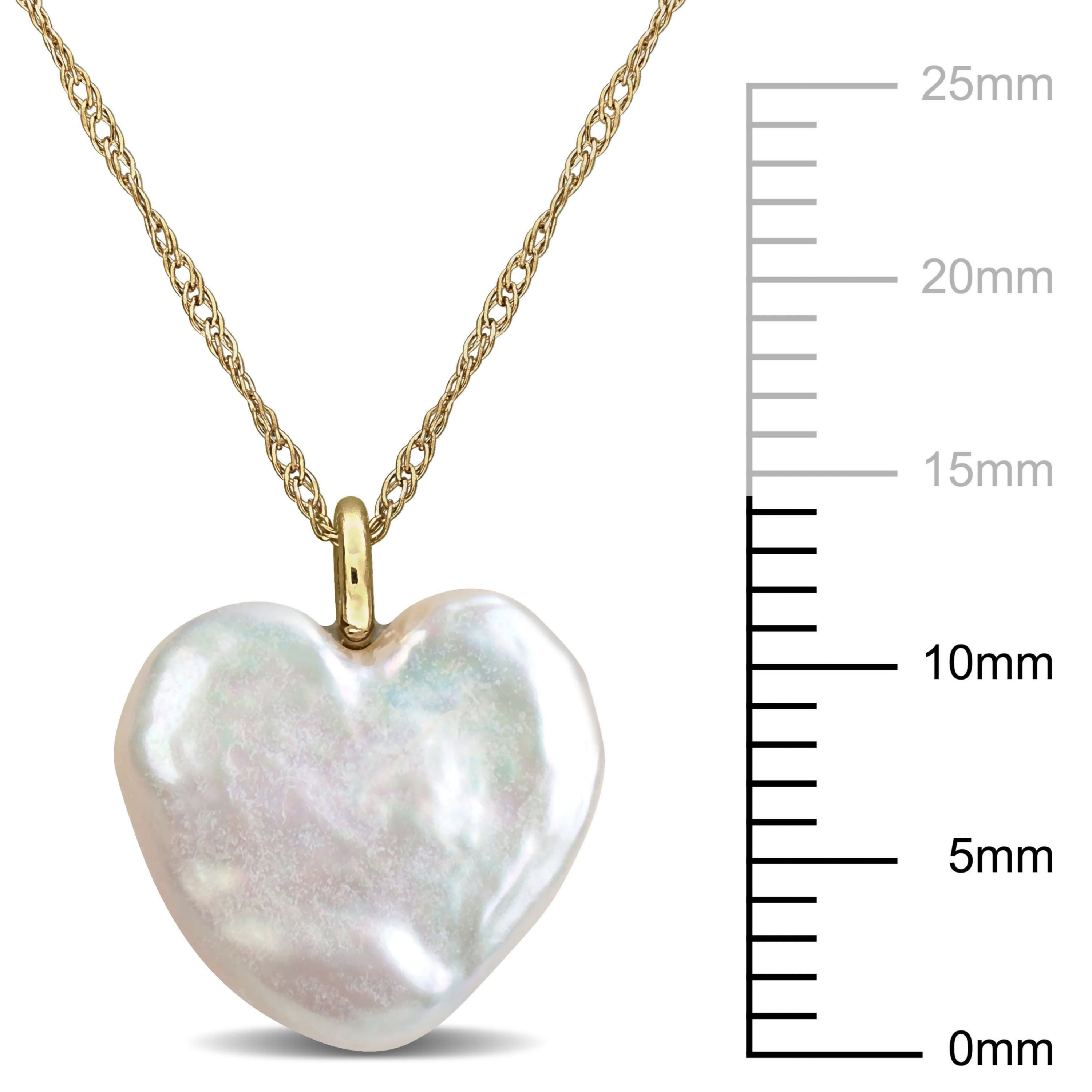 12-12.5mm Freshwater Cultured Pearl Heart Pendant with Chain in 14K Yellow Gold