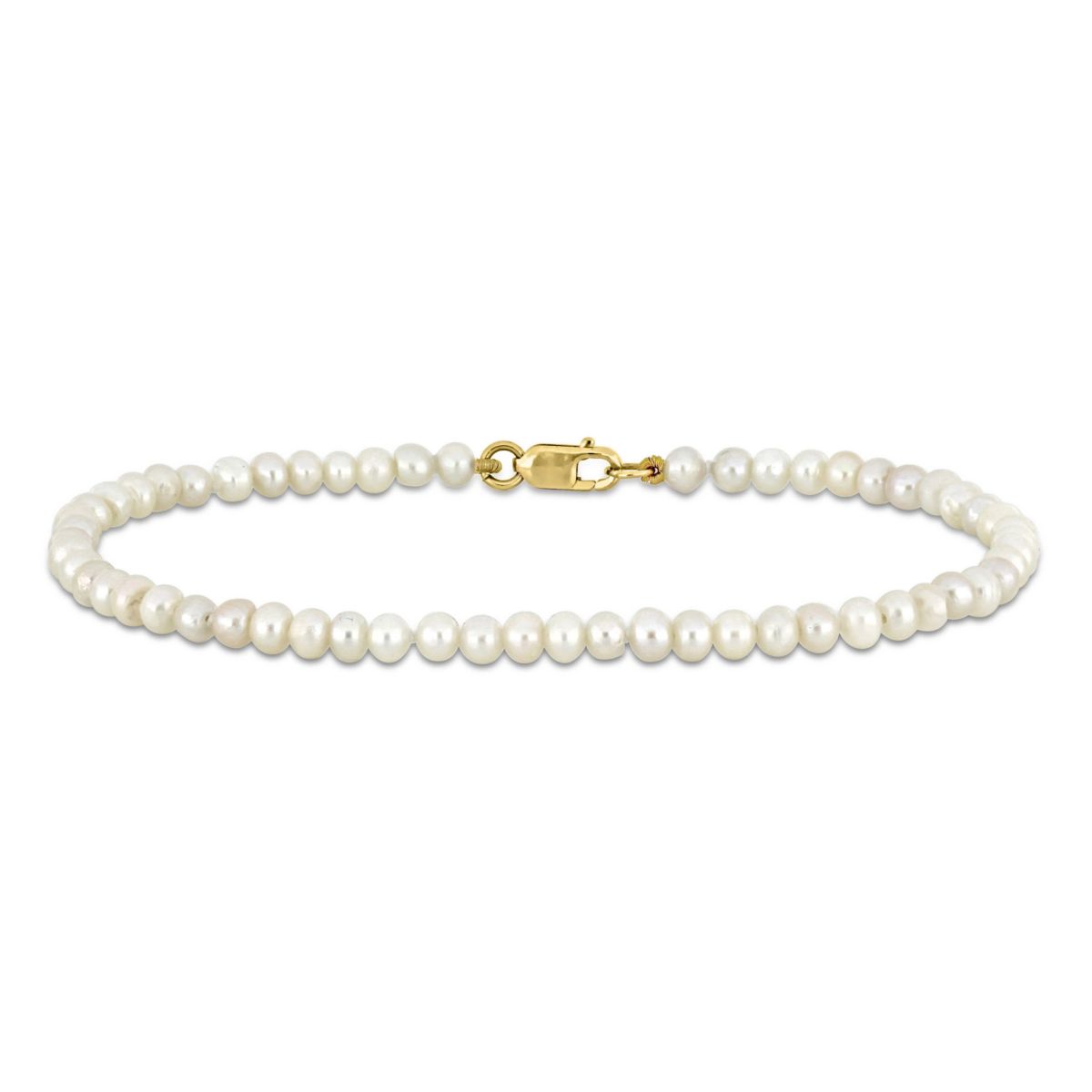 3-4mm Freshwater Cultured Pearl Bracelet in 14K Yellow Gold