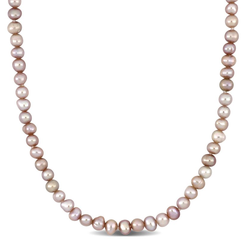 3-4mm Pink Freshwater Cultured Pearl Strand Necklace in 14K Yellow Gold