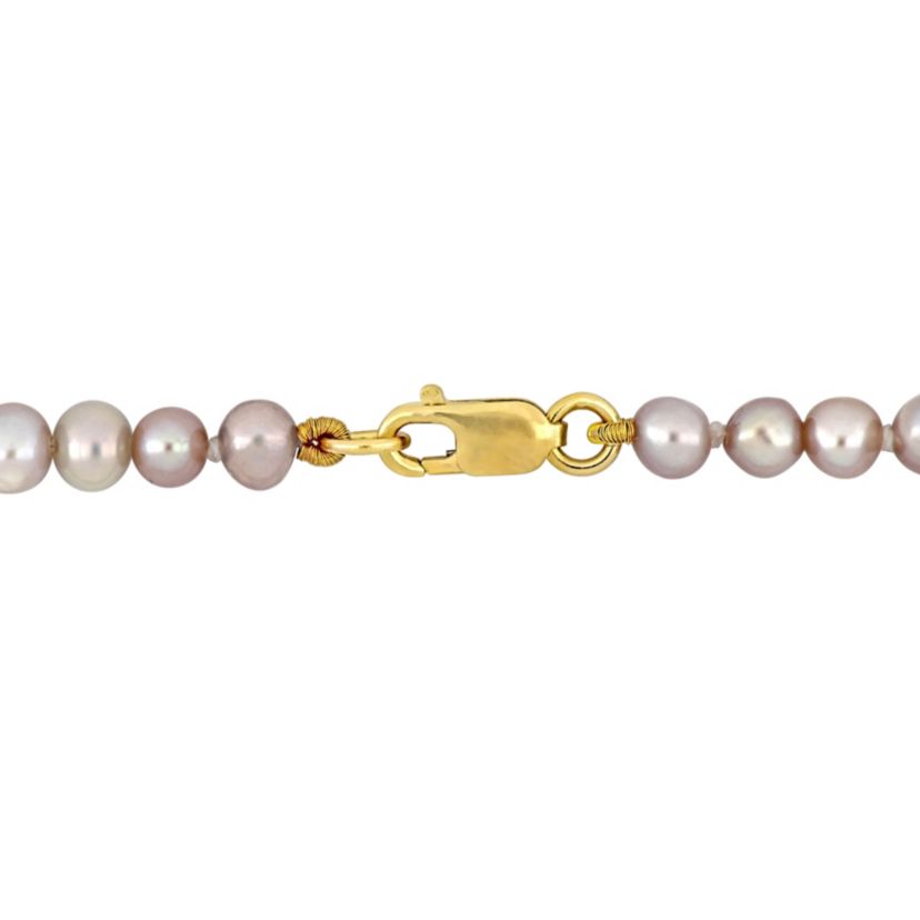 3-4mm Pink Freshwater Cultured Pearl Strand Necklace in 14K Yellow Gold