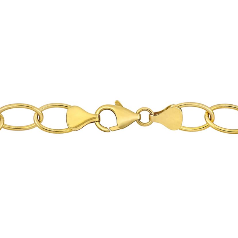 2-Piece Set of 9-10mm Freshwater Cultured Pearl with Circle Chain Bracelet and Necklace in Yellow Plated Sterling Silver