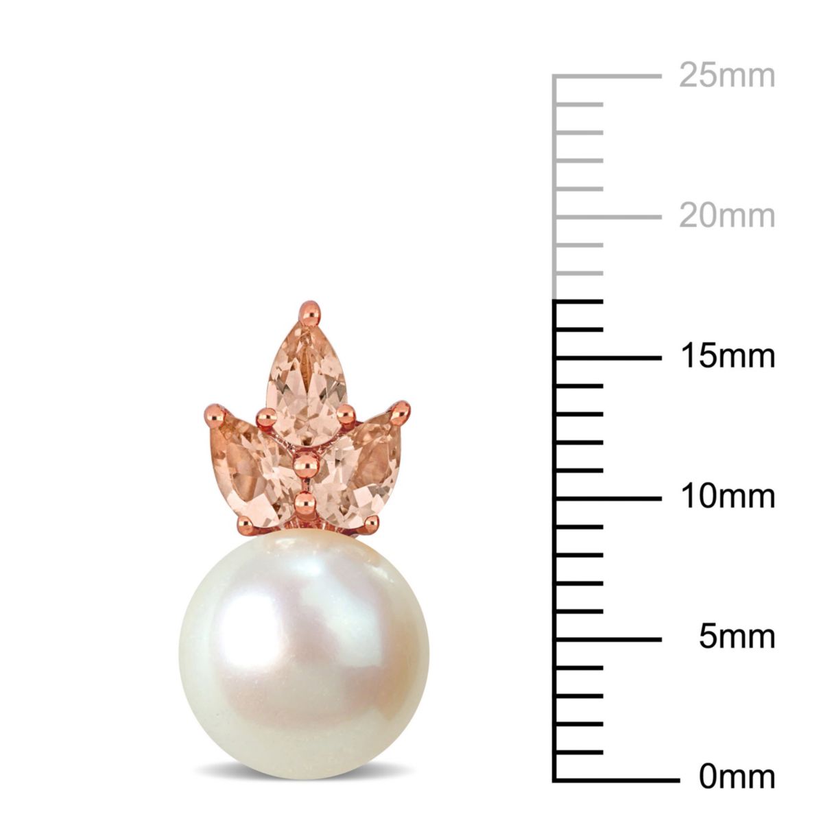 9-9.5mm Freshwater Cultured Pearl and Morganite Stud Earrings in 14K Rose Gold
