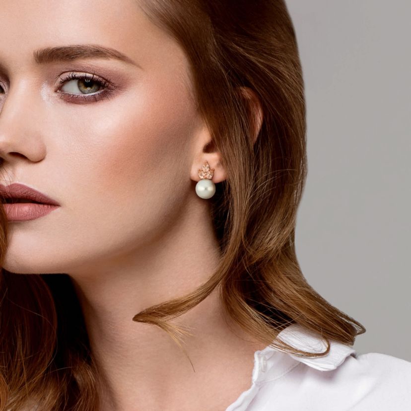 9-9.5mm Freshwater Cultured Pearl and Morganite Stud Earrings in 14K Rose Gold