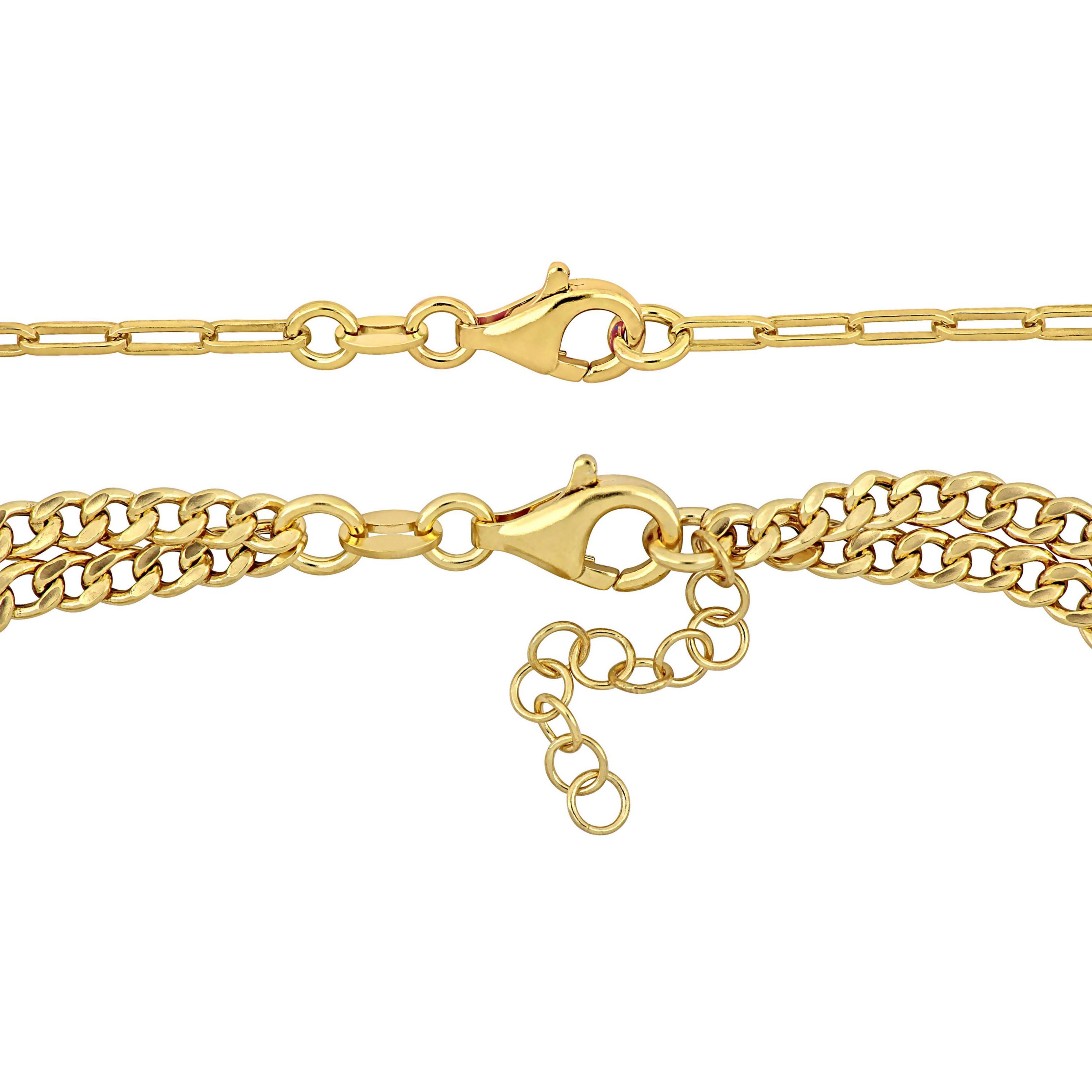 2-Piece Set of Freshwater Cultured Pearl Bracelet and Necklace in Yellow Plated Sterling Silver