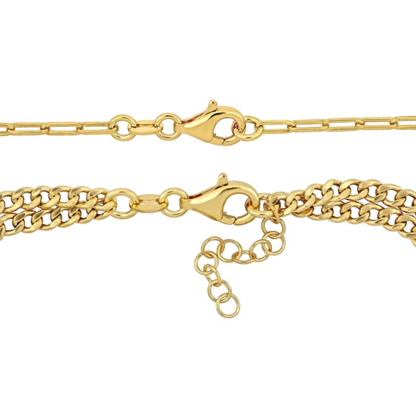 3-Piece Set of Freshwater Cultured Pearl Drop Earrings, Bracelet and Necklace in Yellow Plated Sterling Silver