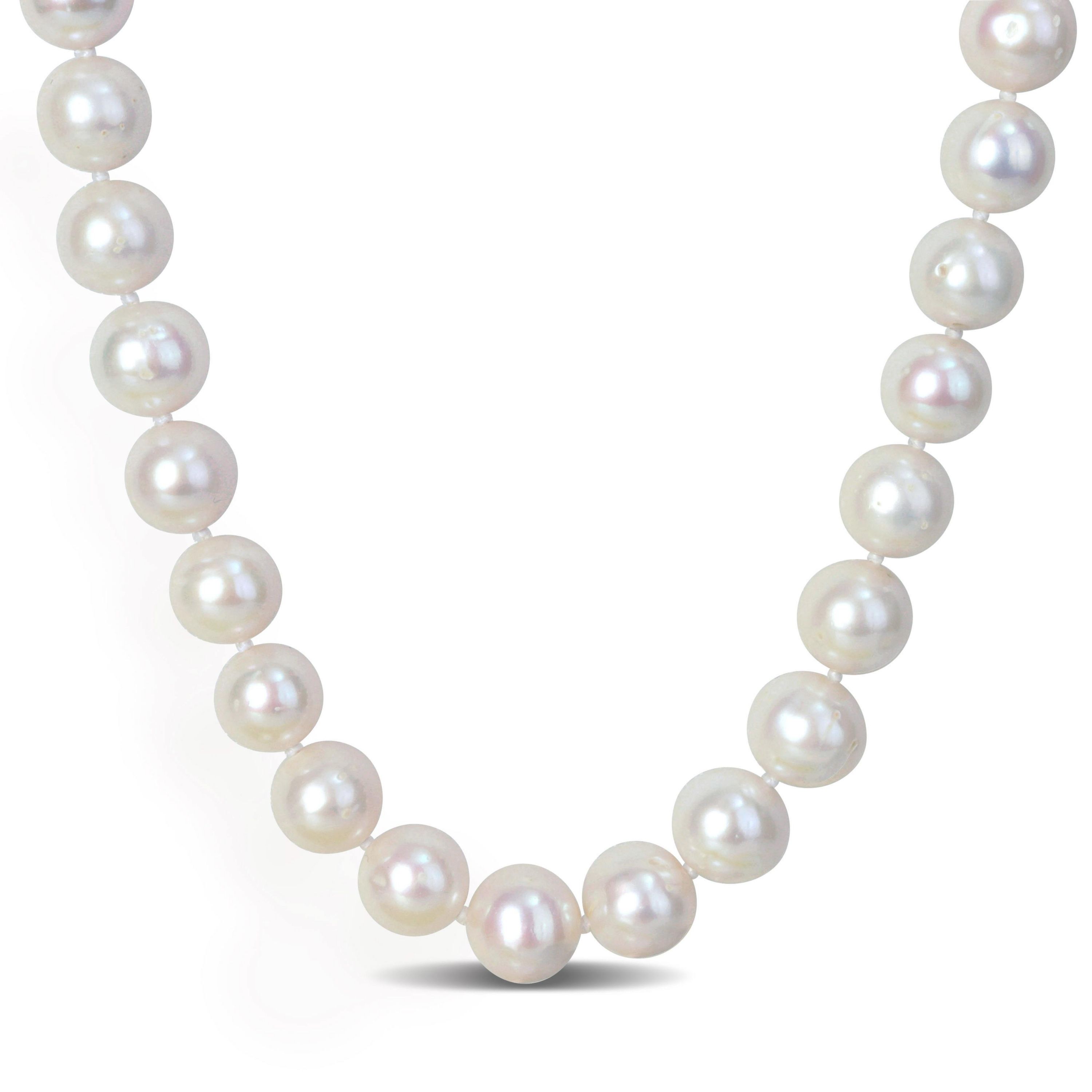 2-Piece Set of 9-9.5mm Freshwater Cultured Pearl Strand Bracelet and Necklace in Sterling Silver