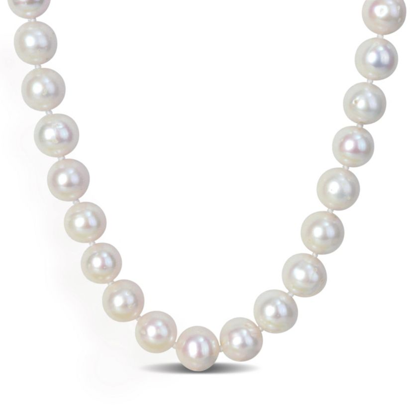 2-Piece Set of 9-9.5mm Freshwater Cultured Pearl Strand Bracelet and Necklace in Sterling Silver