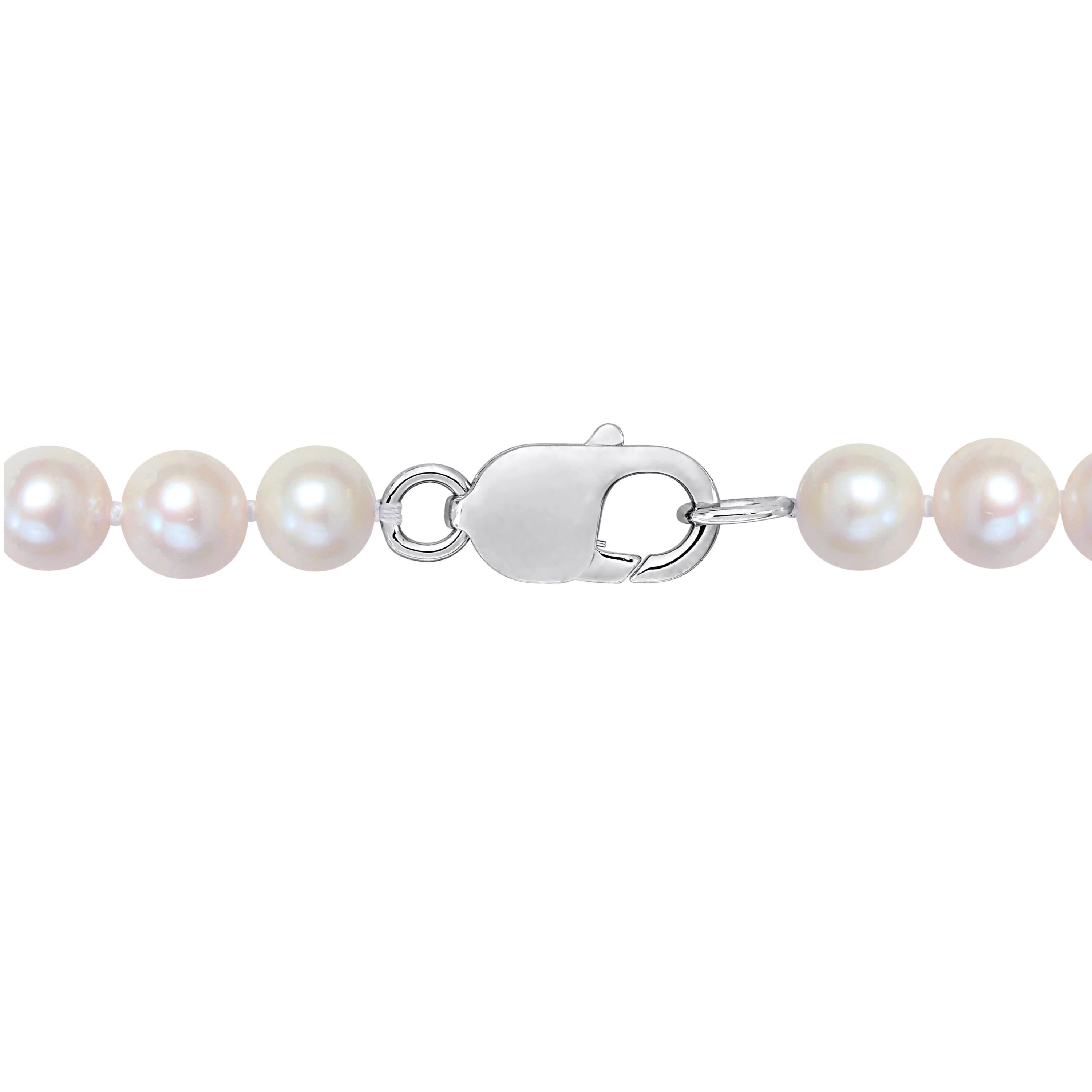 2-Piece Set of 9-9.5mm Freshwater Cultured Pearl Strand Bracelet and Necklace in Sterling Silver