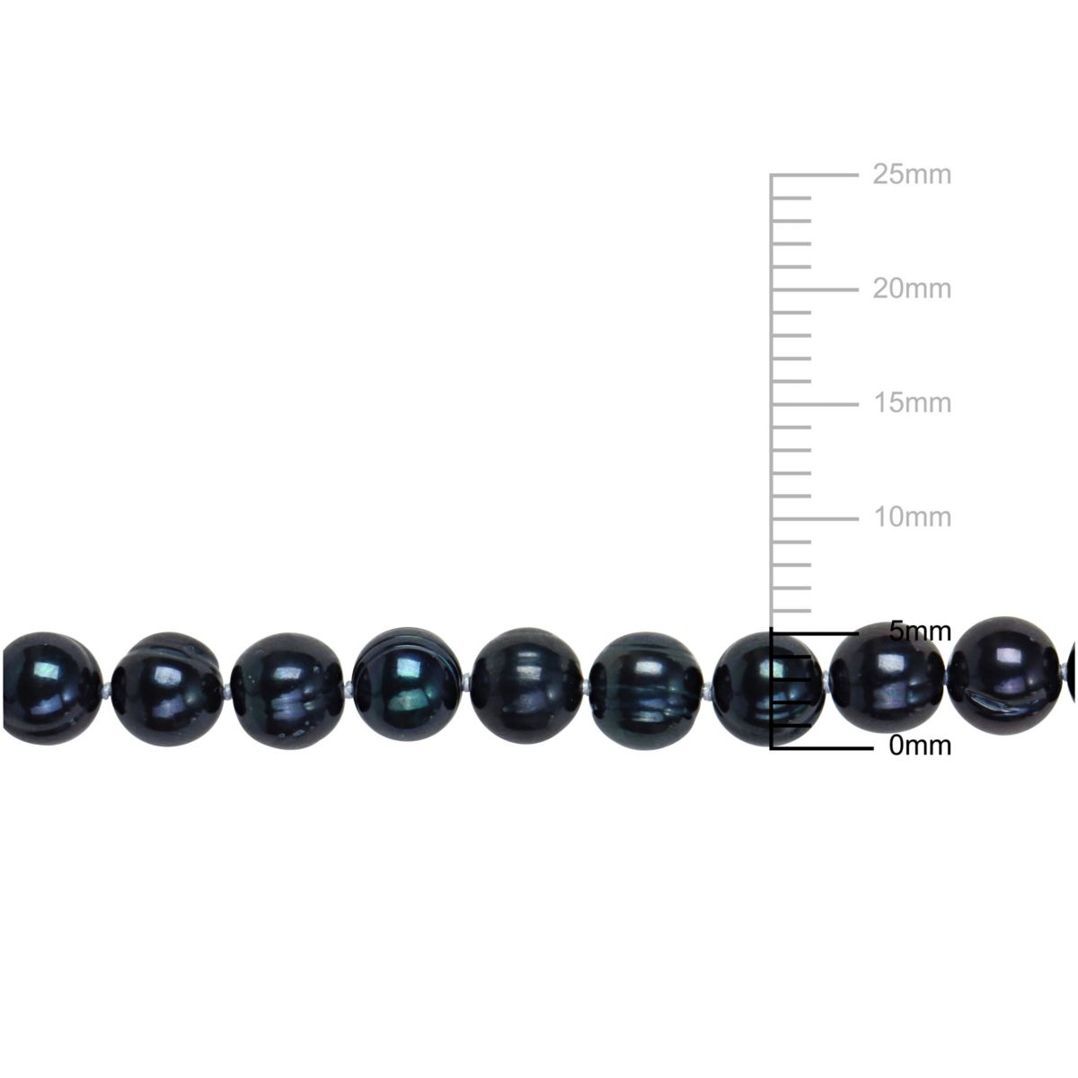 2-Piece Set of 8-8.5mm Black Freshwater Cultured Pearl Strand Bracelet and Necklace in Sterling Silver