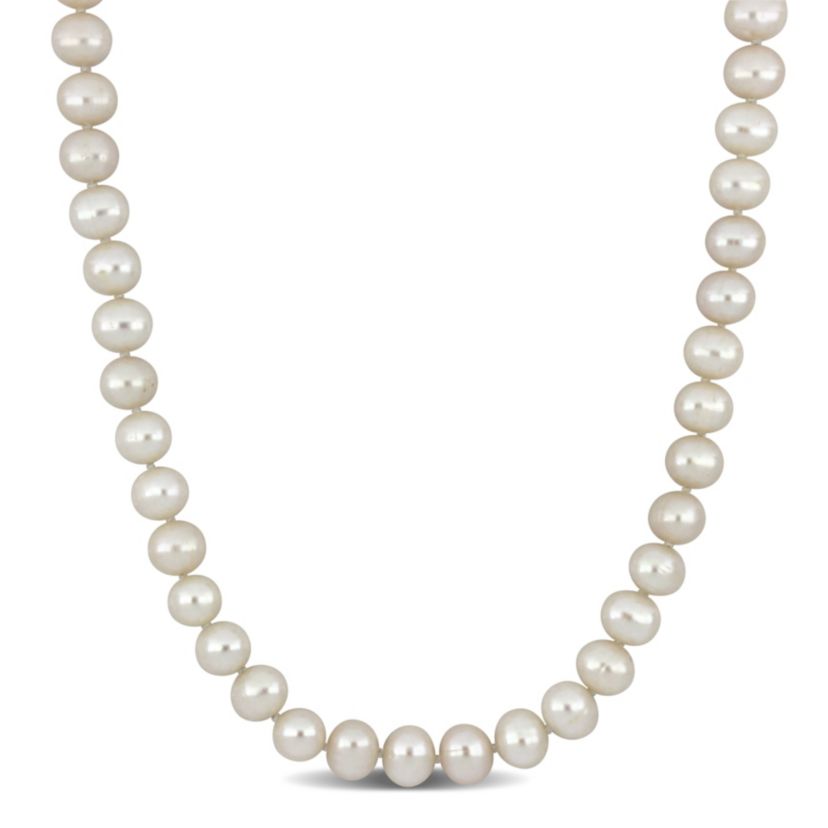 7-7.5mm Freshwater Cultured Pearl Necklace in 10K Yellow Gold