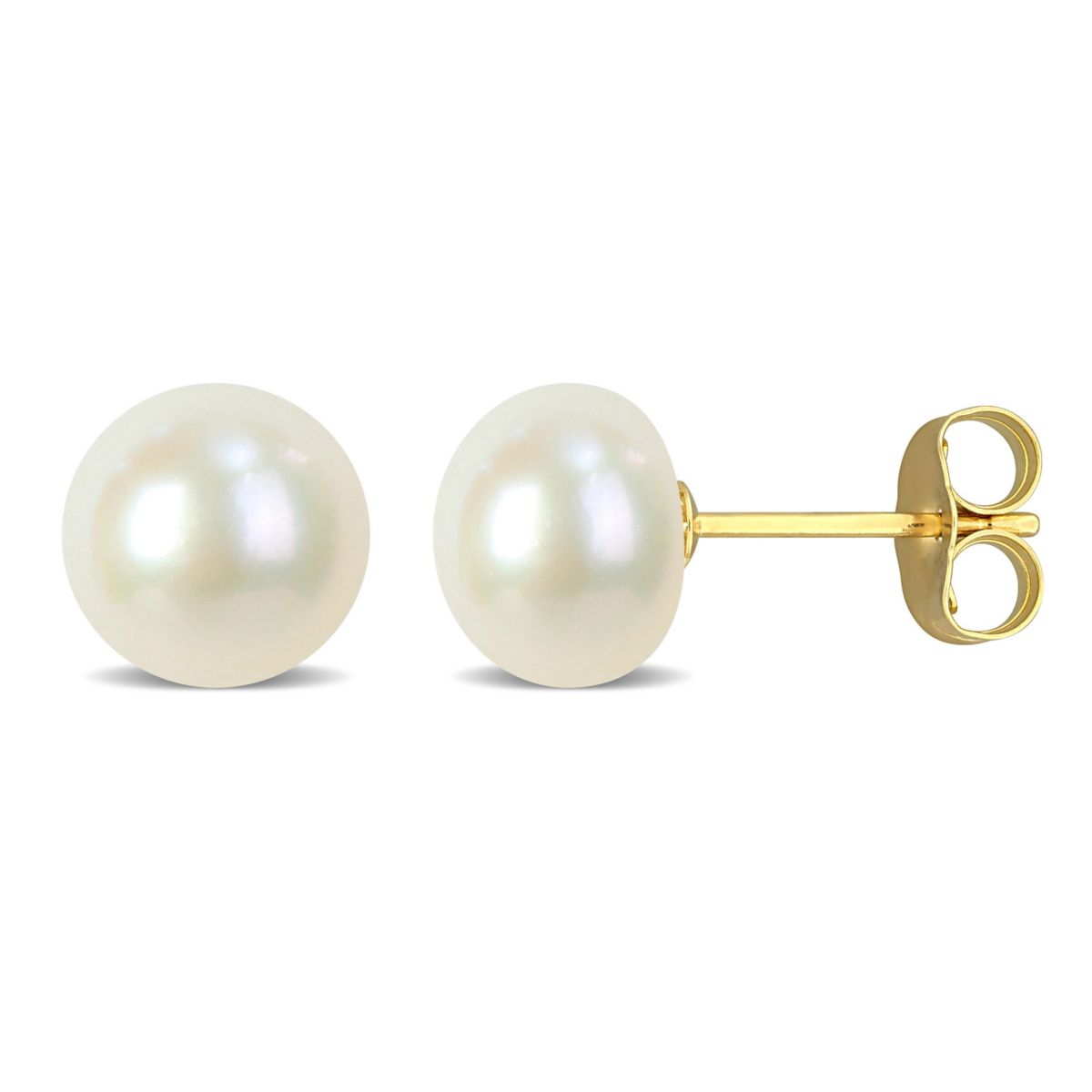 7.5-8mm Freshwater Cultured Pearl Earrings in 14K Yellow Gold
