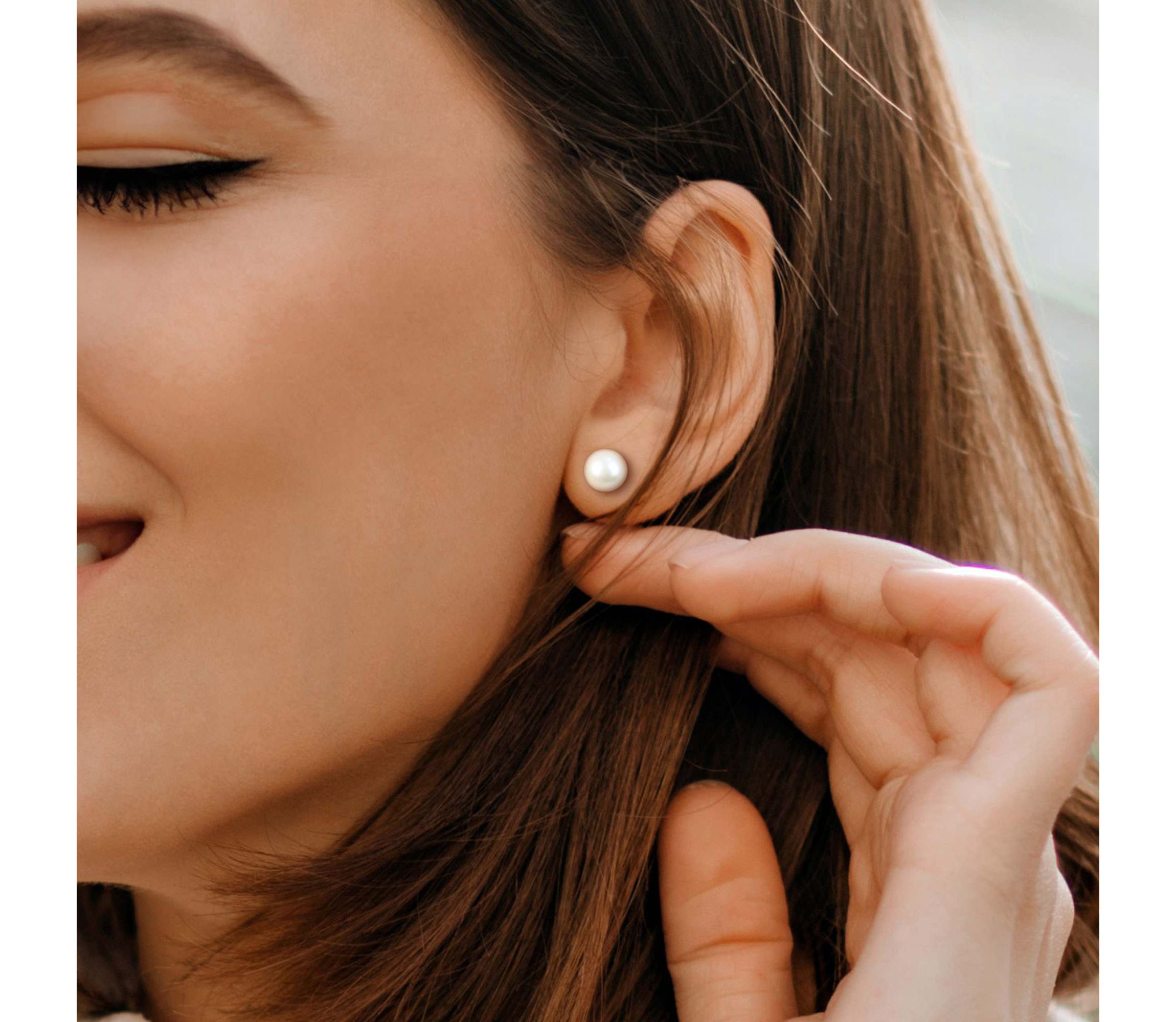 7.5-8mm Freshwater Cultured Pearl Earrings in 14K Yellow Gold