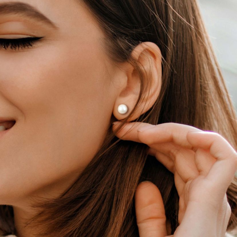 7.5-8mm Freshwater Cultured Pearl Earrings in 14K Yellow Gold