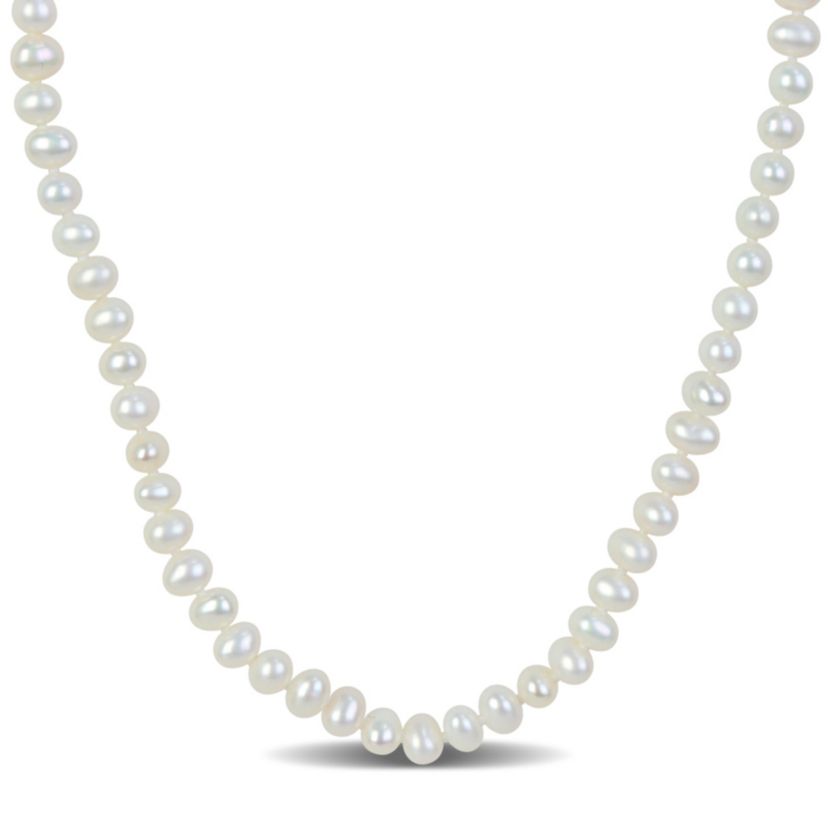 3-4mm Freshwater Cultured Pearl Necklace in Yellow Plated Sterling Silver