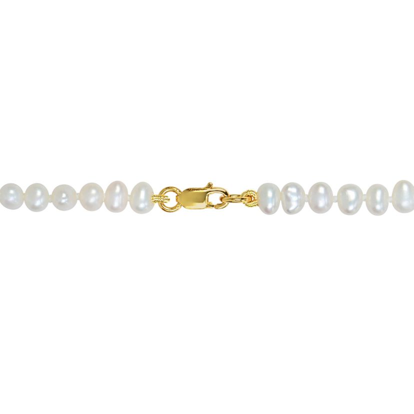 3-4mm Freshwater Cultured Pearl Necklace in Yellow Plated Sterling Silver