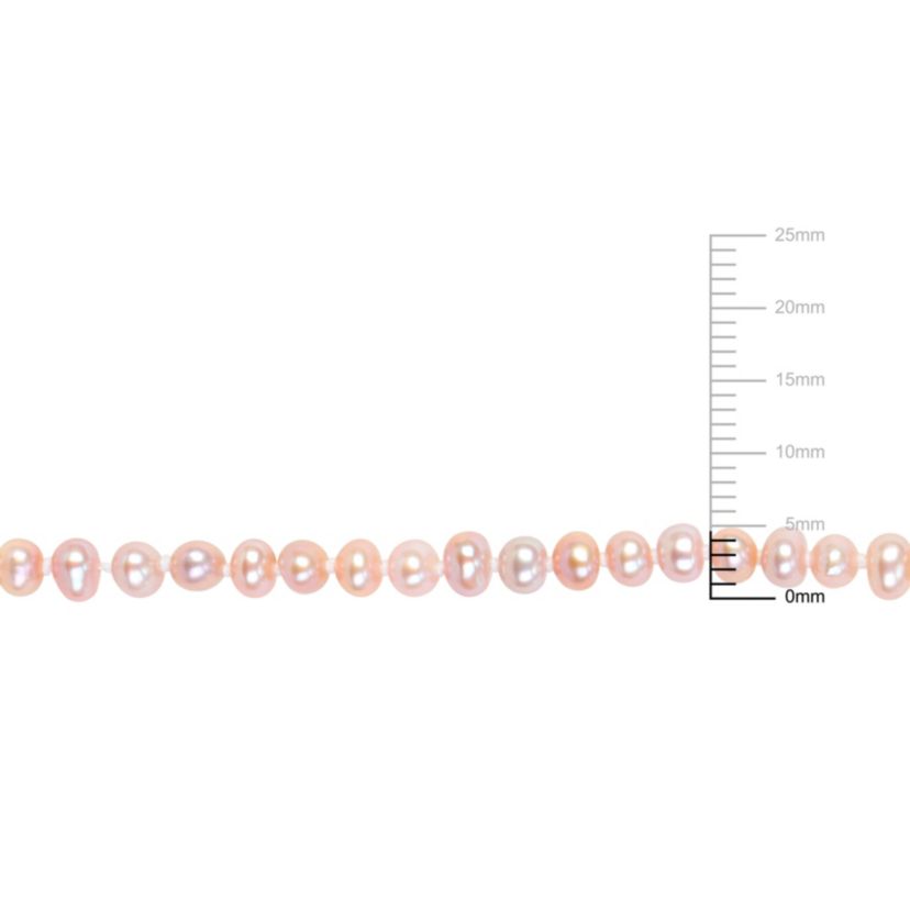 3-4mm Pink Freshwater Cultured Pearl Bracelet in Yellow Plated Sterling Silver