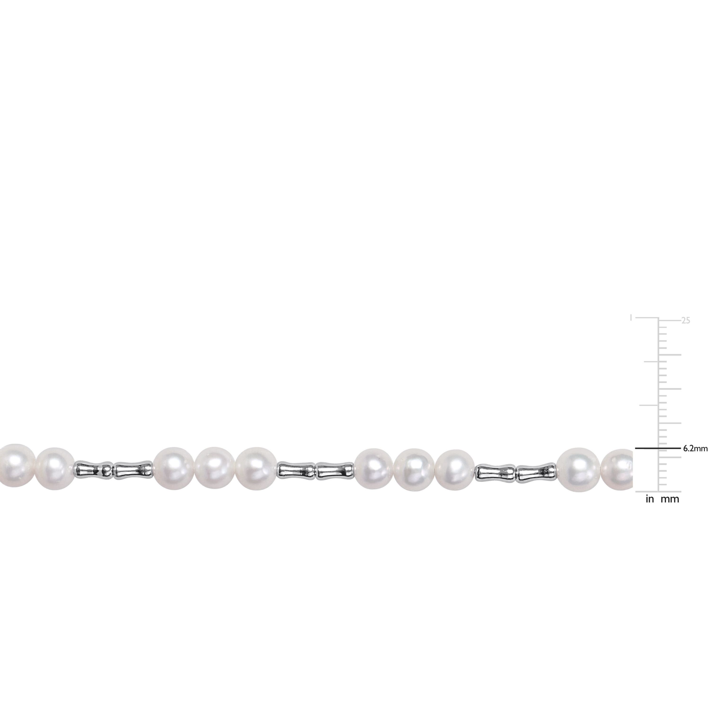 6-6.5mm Freshwater Cultured Pearl Station Necklace in Sterling Silver