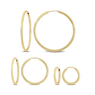 Belk & Co 3-Piece Set of Graduated Hoop Earrings in 14K Yellow Gold, 8.25 in