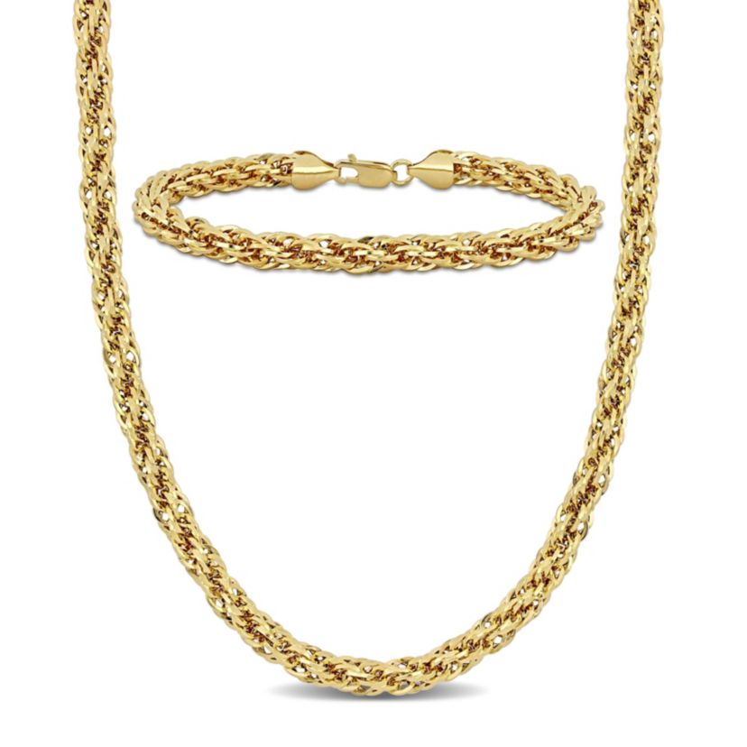 2-Piece Set of Mens 6mm Infinity Rope Chain Necklace and Bracelet in 14K Yellow Gold, 24" & 9"