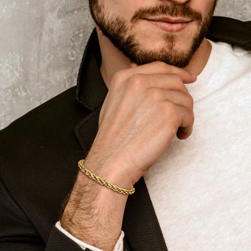 2-Piece Set of Mens 6mm Infinity Rope Chain Necklace and Bracelet in 14K Yellow Gold, 24" & 9"