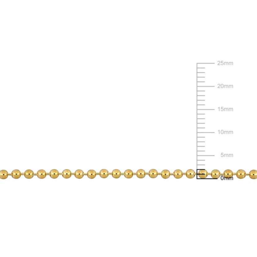 2-Piece Set of Mens 2mm Ball Bead Necklace and Bracelet in 14K Yellow Gold, 20" & 9"