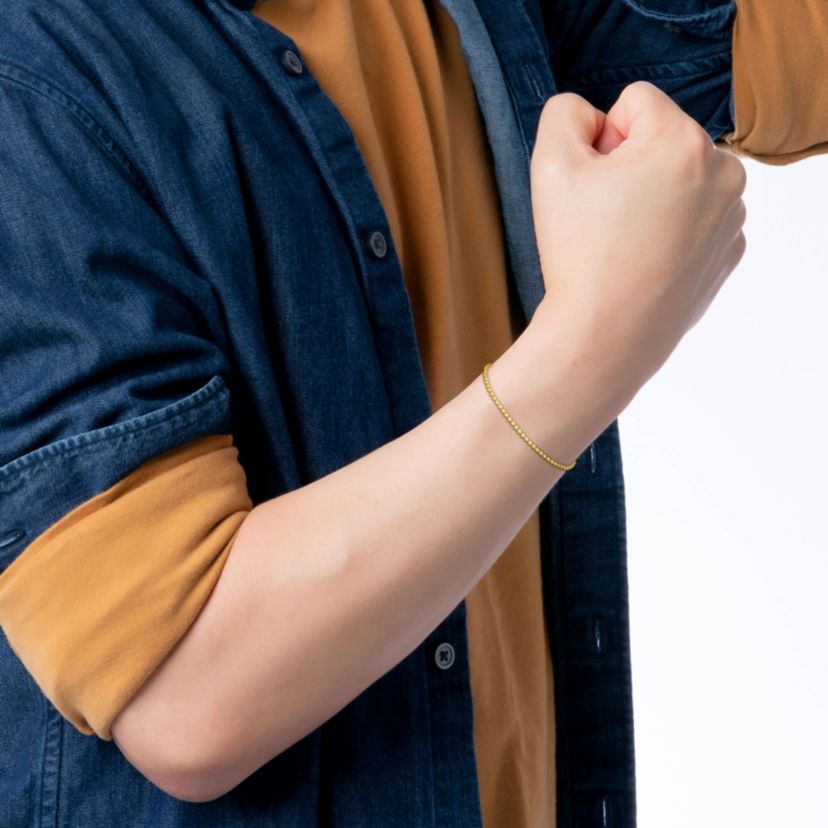 2-Piece Set of Mens 2mm Ball Bead Necklace and Bracelet in 14K Yellow Gold, 20" & 9"