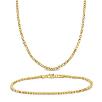 Belk & Co 2-Piece Set of 2.3mm Franco Link Chain Necklace and Bracelet in 10K Yellow Gold, 20" & 7.5"