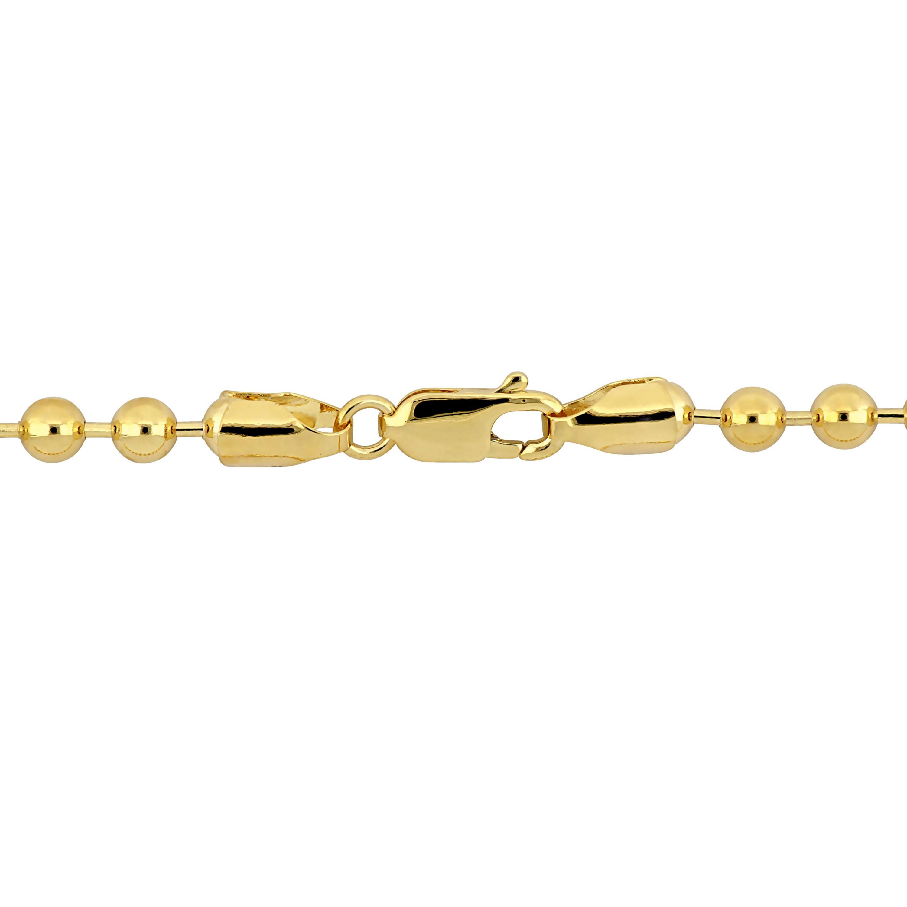 2-Piece Set of 4mm Ball Bead Necklace and Bracelet in 14K Yellow Gold, 16.25" & 7.25"