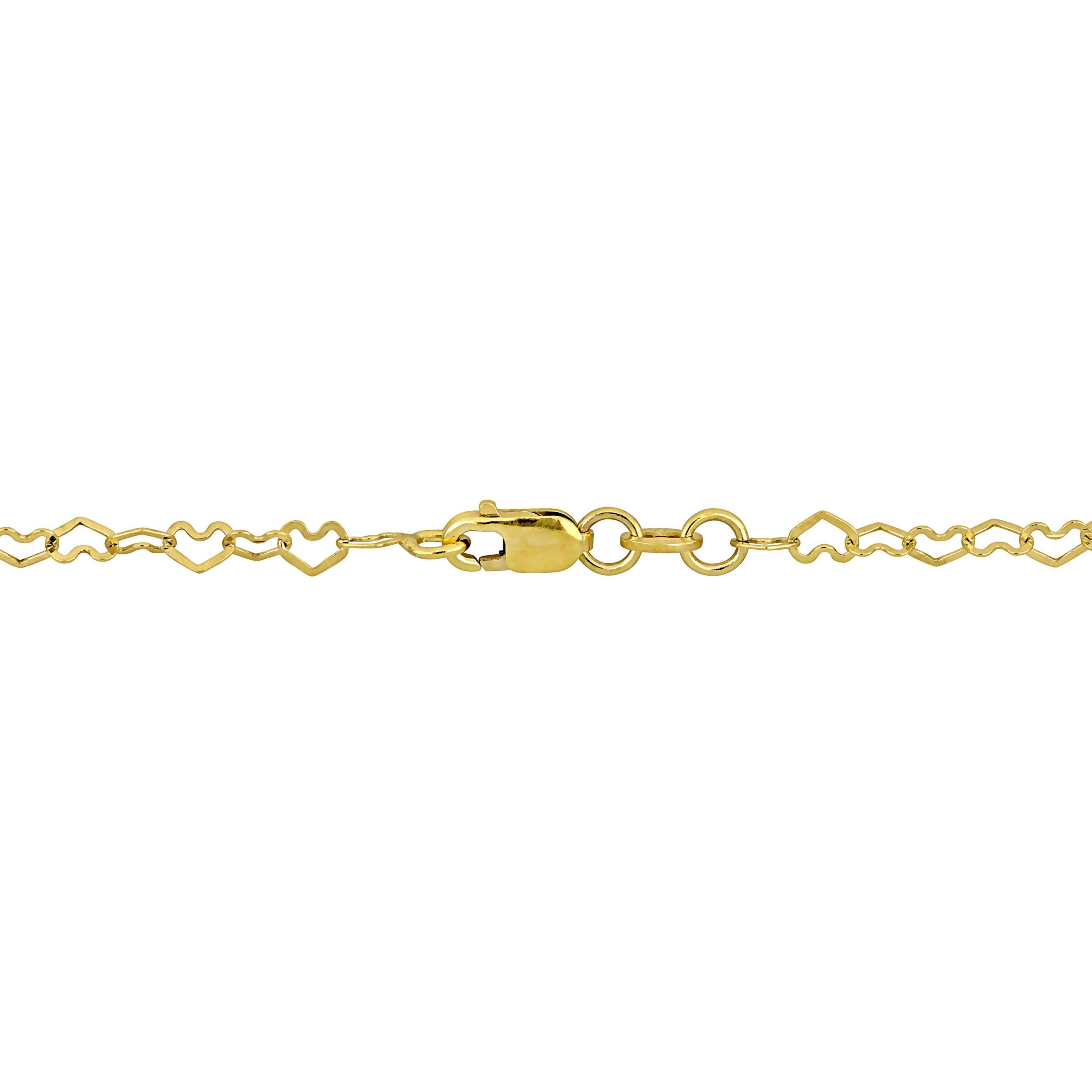 2-Piece Set of 3mm Heart Link Necklace and Bracelet in 14K Yellow Gold, 16" & 7.5"