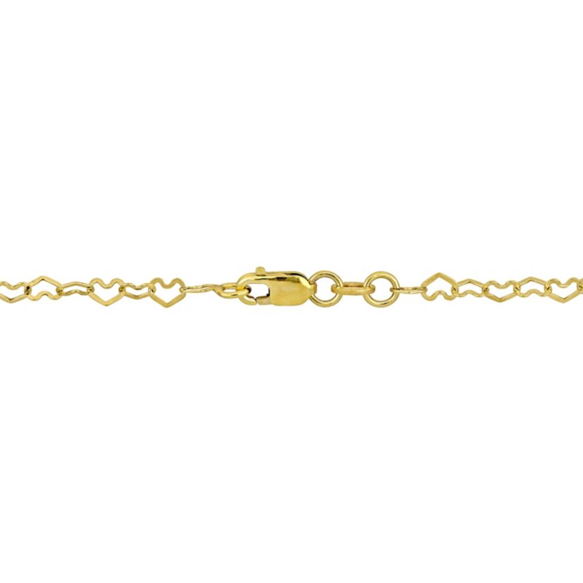 2-Piece Set of 3mm Heart Link Necklace and Bracelet in 14K Yellow Gold, 16" & 7.5"