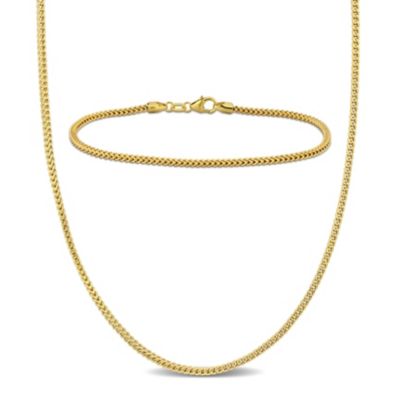 Belk & Co 2-Piece Set of Men's 1.85mm Franco Link Chain Necklace and Bracelet in 10K Yellow Gold, 20" & 9"