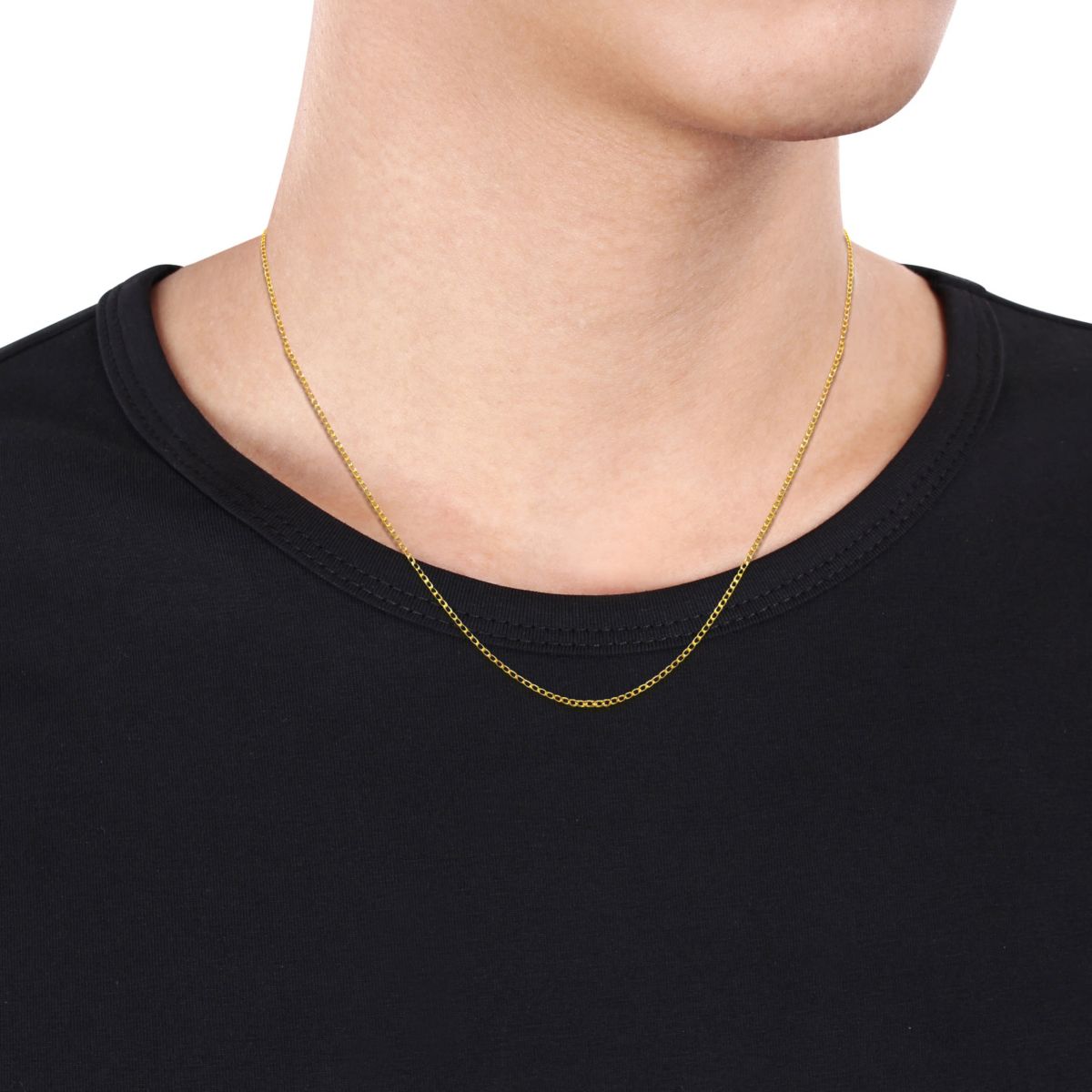 2-Piece Set of Mens 2.3mm Curb Link Chain Necklace and Bracelet in 10K Yellow Gold, 20" & 10"