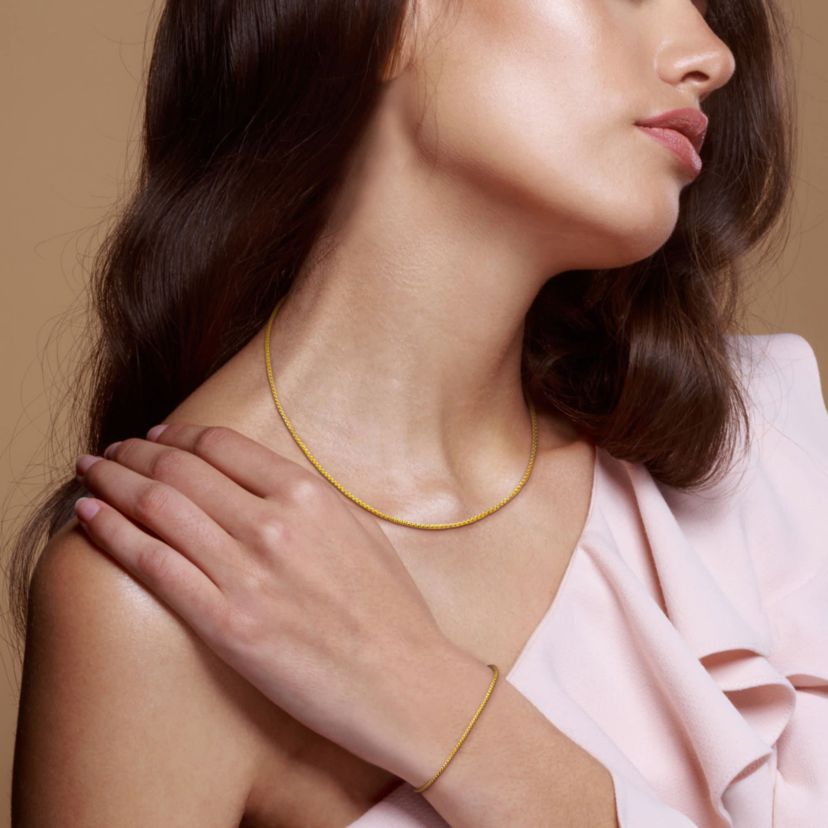 2-Piece Set of 1.6mm Box Link Chain Necklace and Bracelet in 10K Yellow Gold, 18" & 7.5"