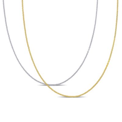 Belk & Co 2-Piece Set of 1mm Cable Chain Necklace in 14K 2-Tone Gold, 18" & 16"