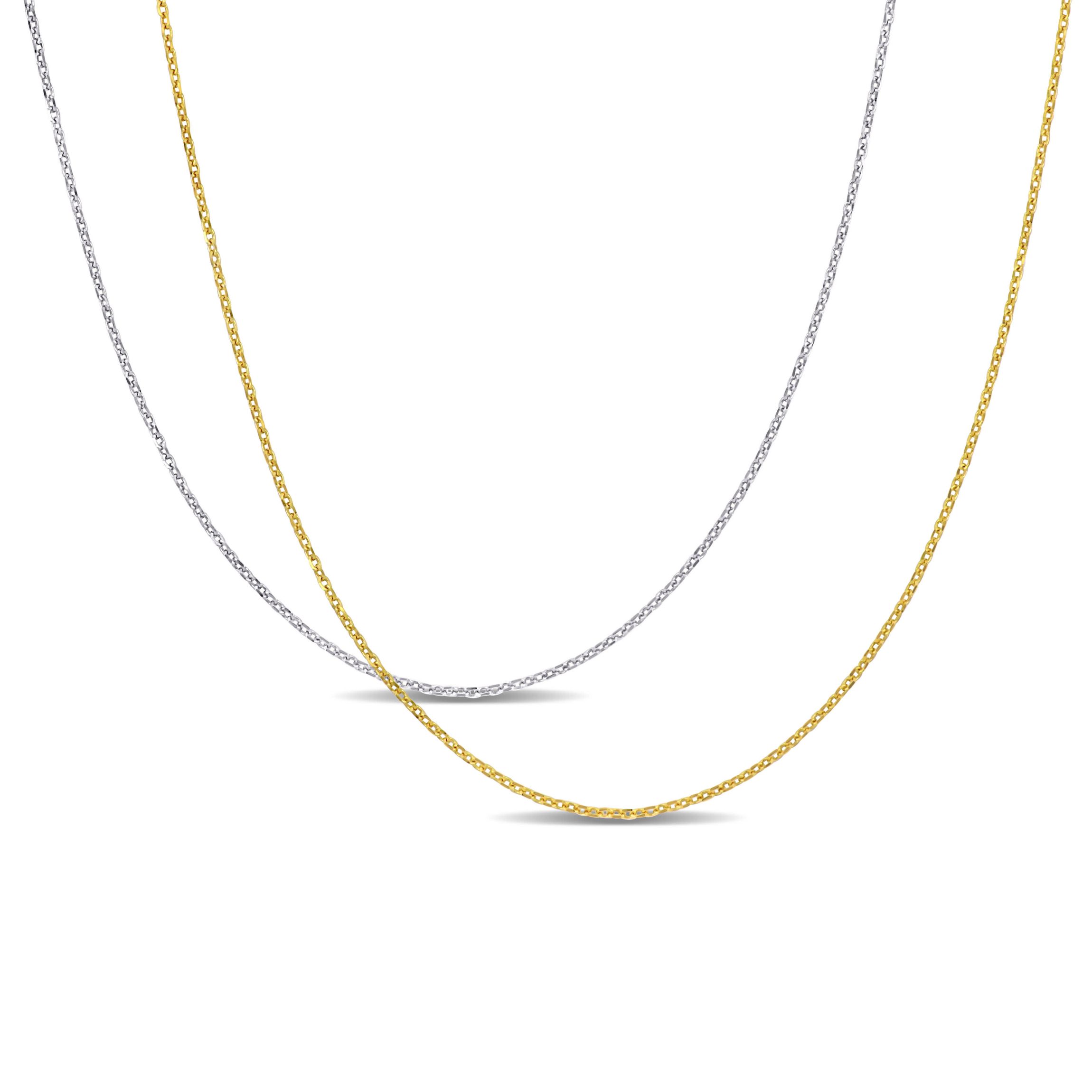 2-Piece Set of 0.7mm Cable Chain Necklace in 14K 2-Tone Gold, 18" & 16"