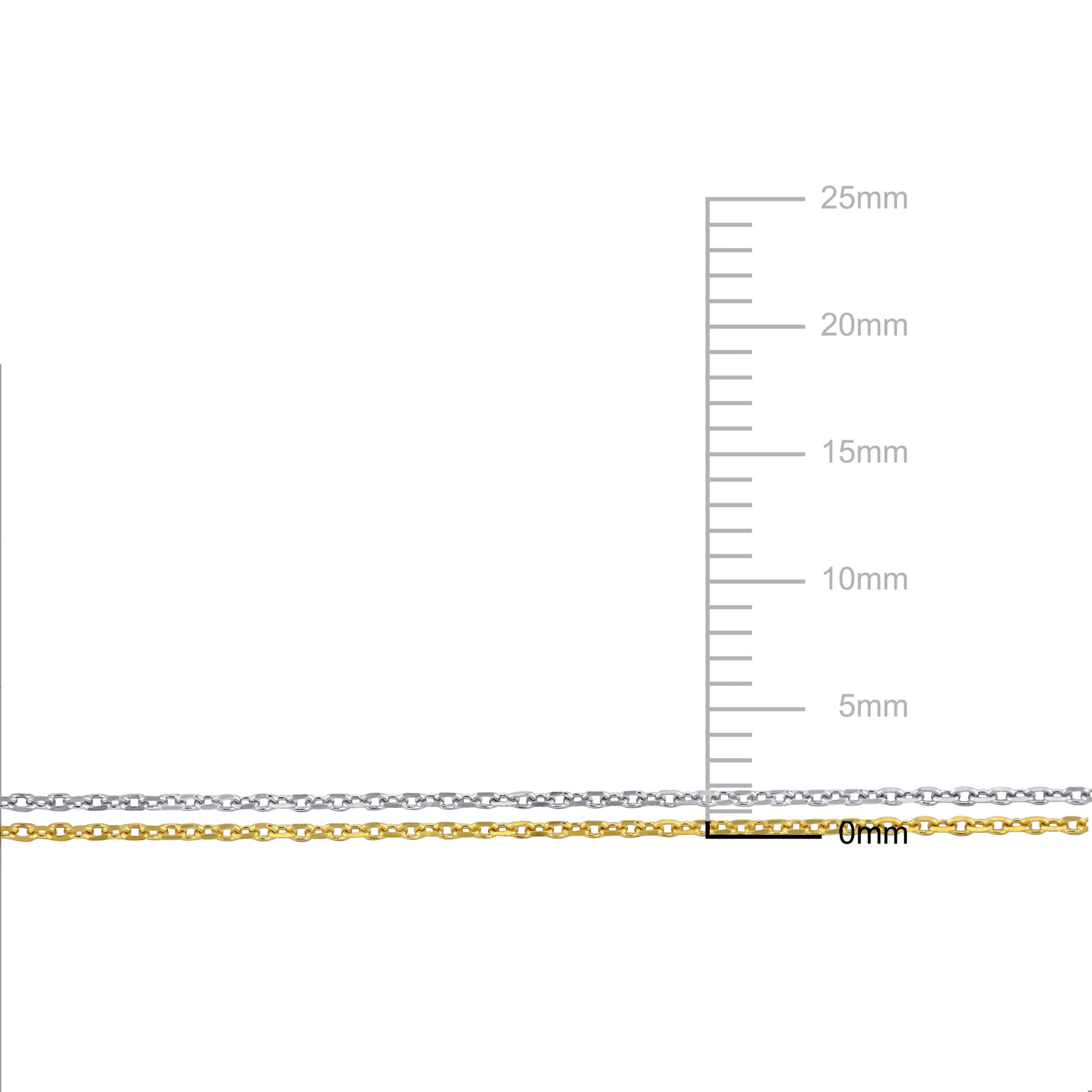 2-Piece Set of 0.7mm Cable Chain Necklace in 14K 2-Tone Gold, 18" & 16"