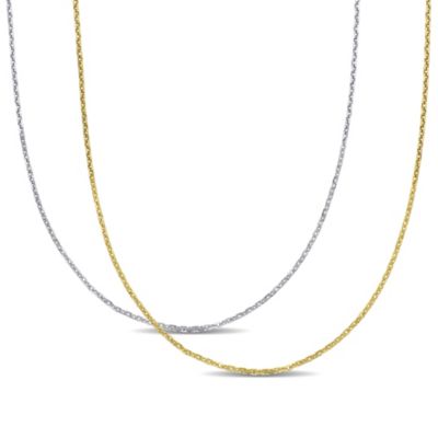 Belk & Co 2-Piece Set of 1.2mm Cable Chain Necklace in 14K 2-Tone Gold, 16" & 18", 8.25 in