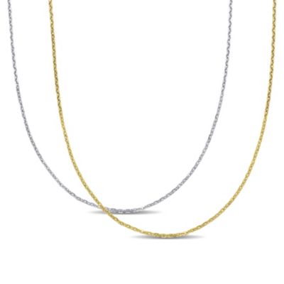 Belk & Co 2-Piece Set of 1.2mm Cable Chain Necklace in 14K 2-Tone Gold, 16" & 18"