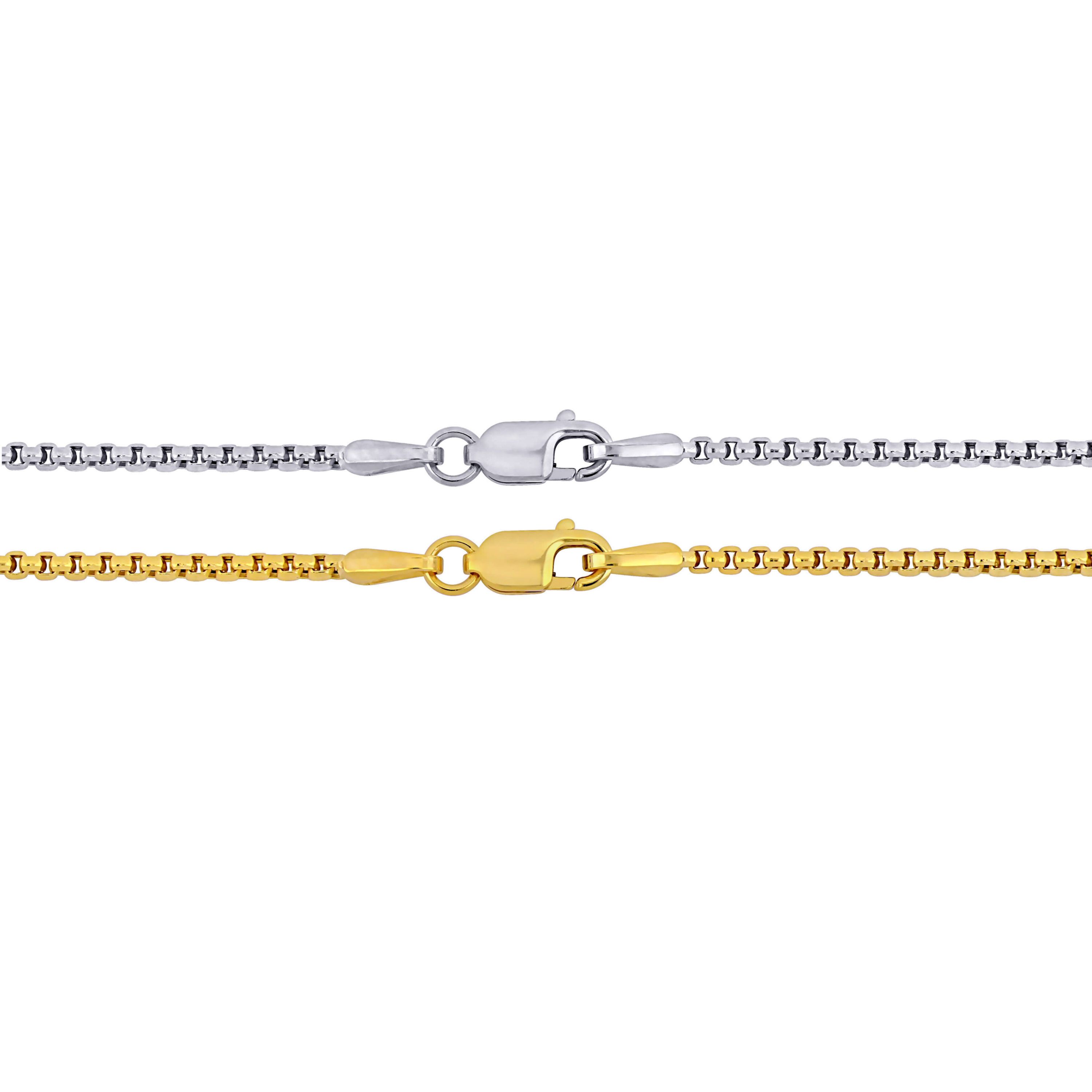 3-Piece Set of Box Link Chain Necklace in 10K 2-Tone Gold, 16" & 18" & 20"