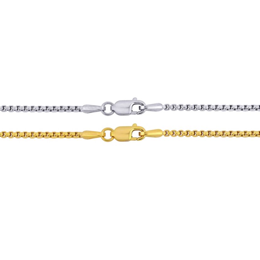 3-Piece Set of Box Link Chain Necklace in 10K 2-Tone Gold, 16" & 18" & 20"