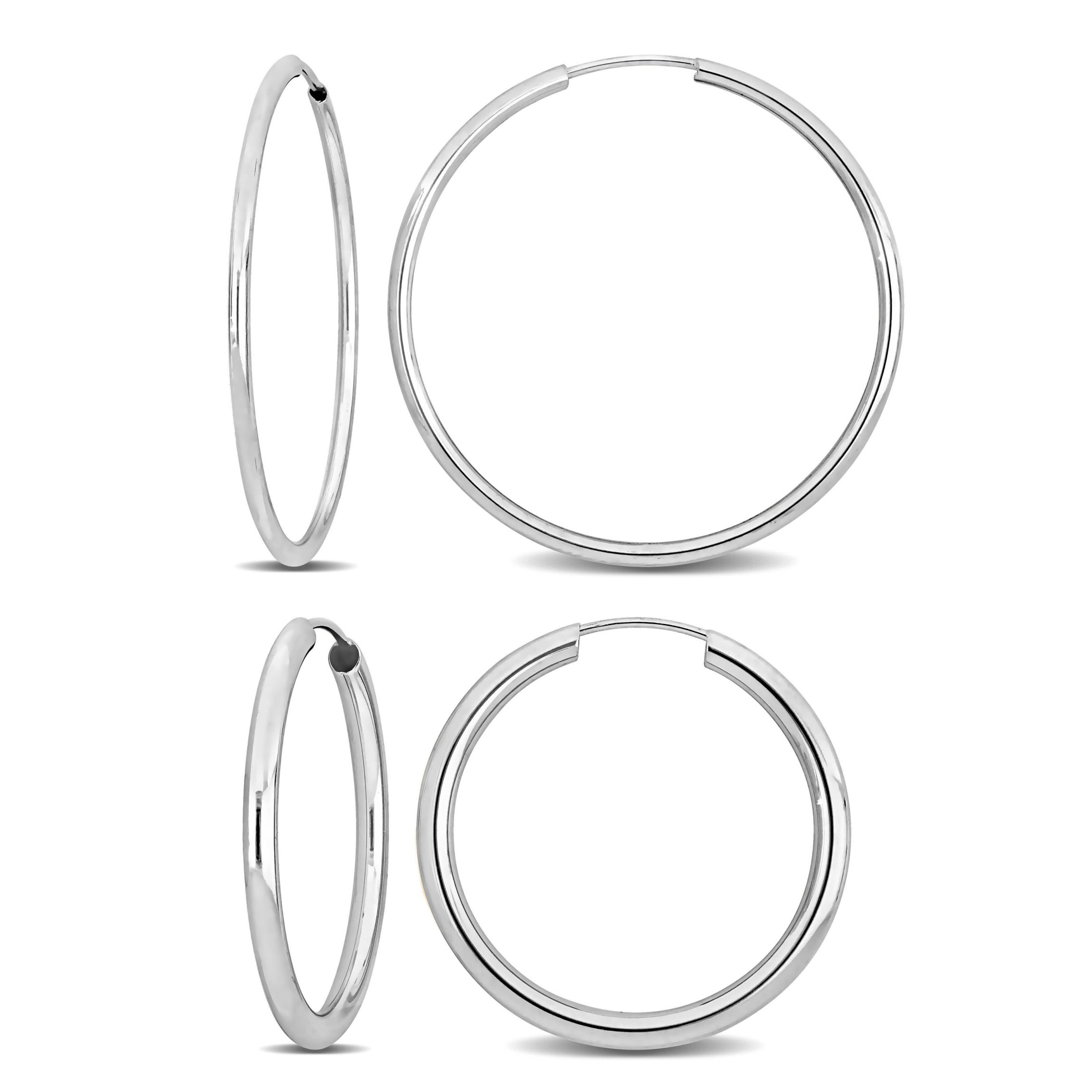 2-Piece Set of 30mm & 25mm Hoop Earrings in 14K White Gold