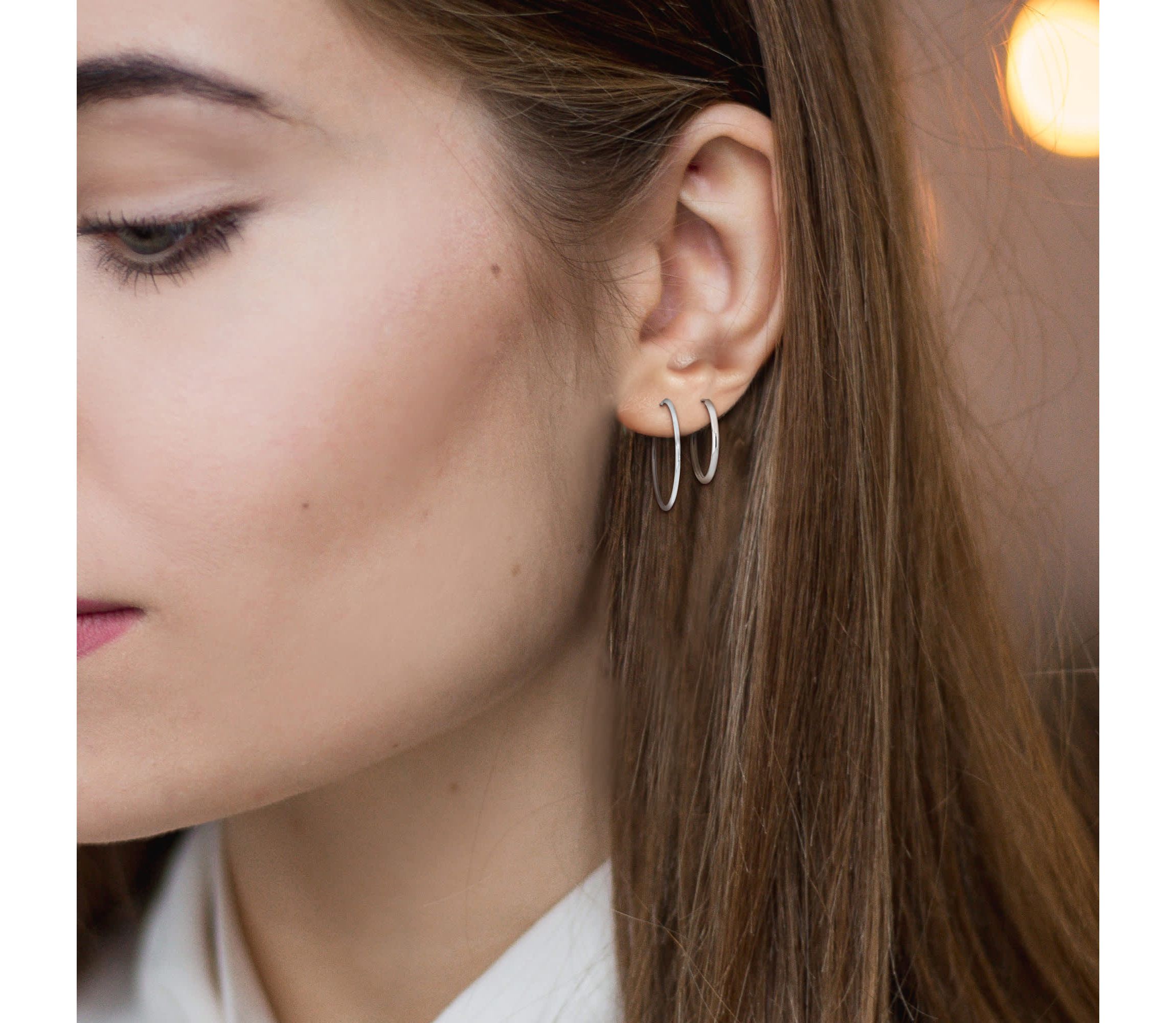 2-Piece Set of 30mm & 25mm Hoop Earrings in 14K White Gold