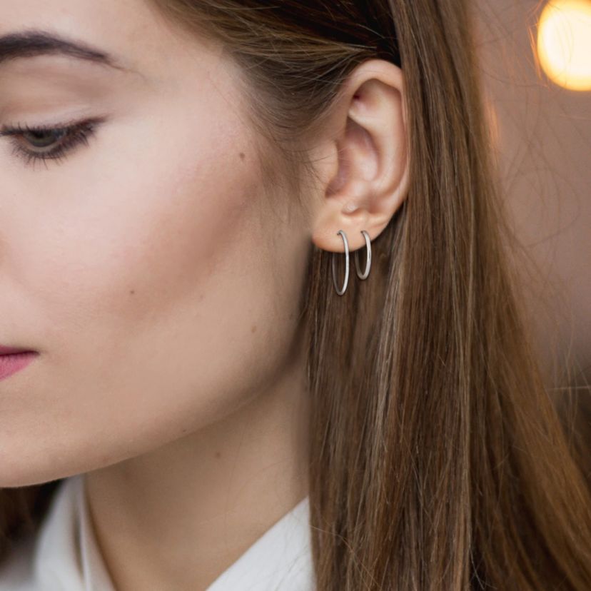 2-Piece Set of 30mm & 25mm Hoop Earrings in 14K White Gold