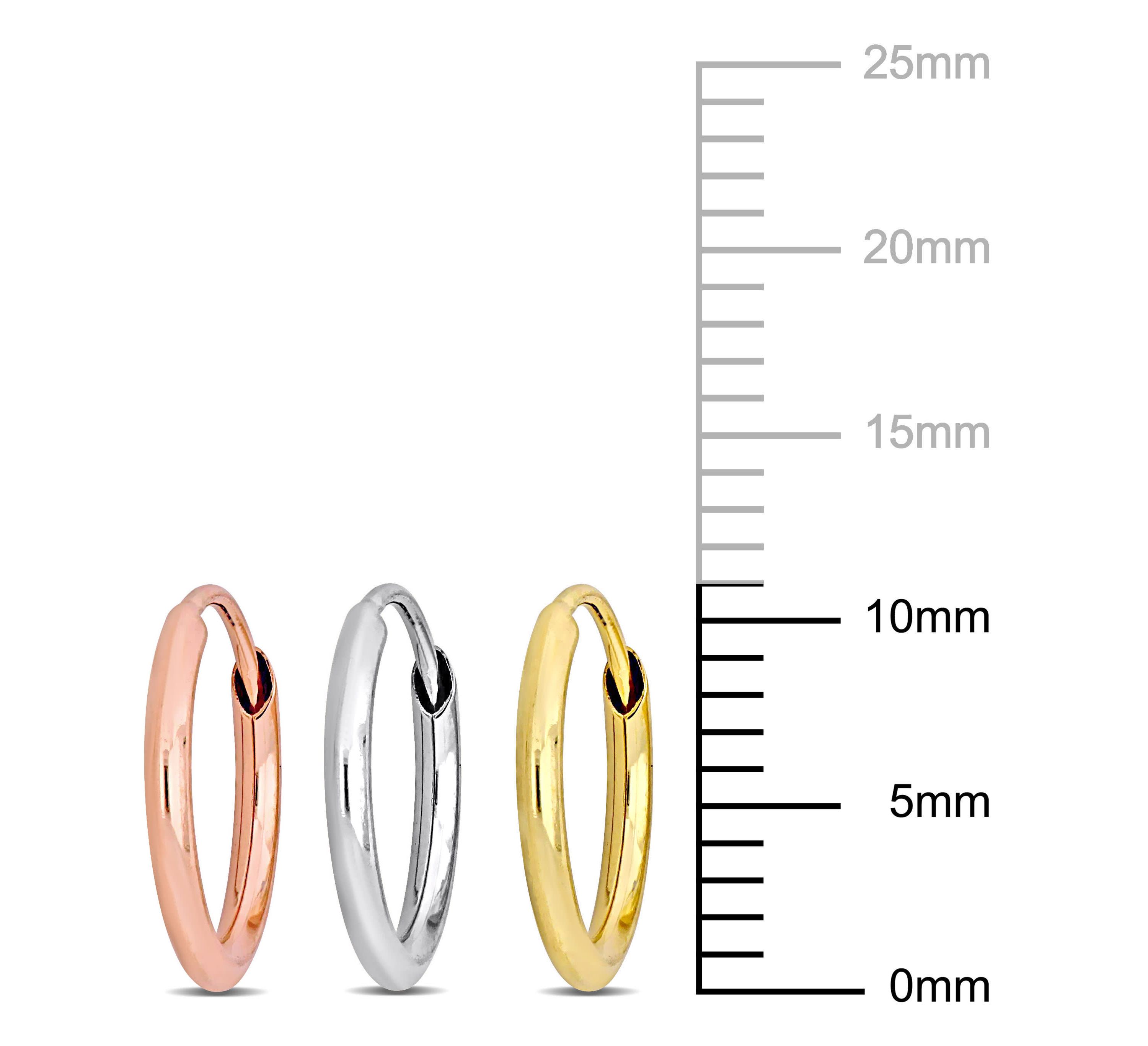 3-Piece Set of 11mm Hoop Earrings in 14K 3-Tone Gold