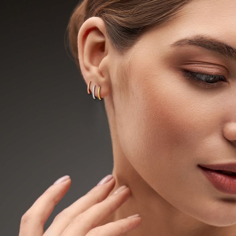 3-Piece Set of 11mm Hoop Earrings in 14K 3-Tone Gold