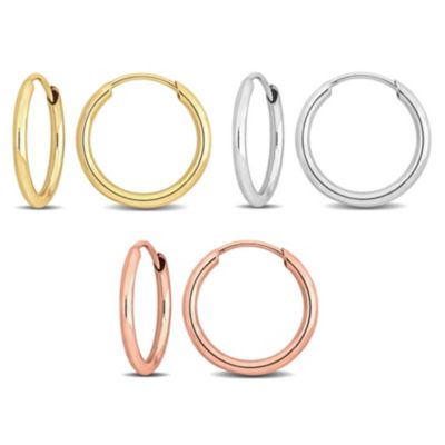 Belk & Co 3-Piece Set of 13mm Hoop Earrings in 14K 3-Tone Gold, 8.25 in